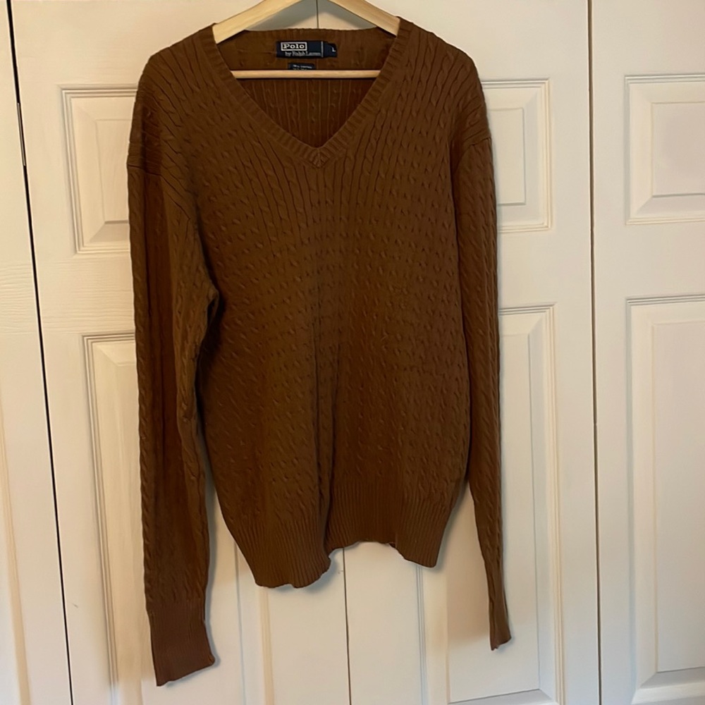 VINTAGE POLO RALPH LAUREN SWEATER. V-neck Cable-knit. Men’s L